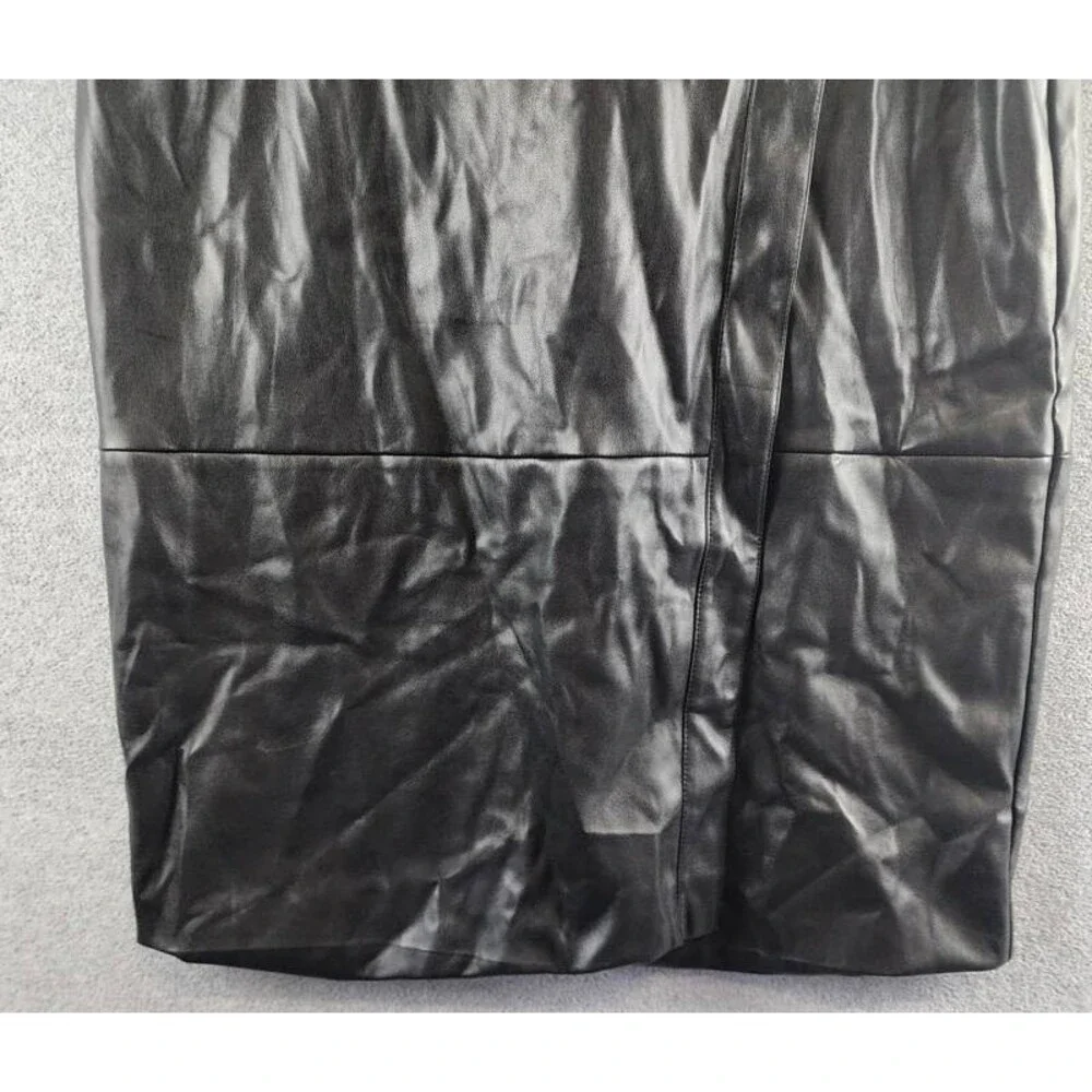 Bagatelle Faux Leather A Line Midi Skirt Women's XL Black Banded Waist Back Zip